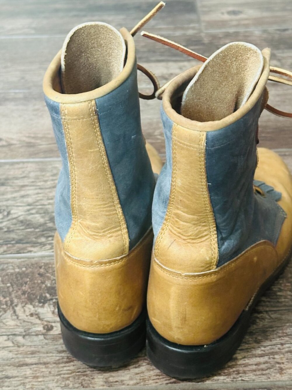 Justin Brown Blue Roper Lace Up Women Ankle Cowboy Boots Sz 7C - Picture 6 of 8